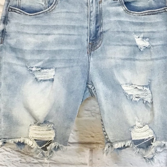 Vigoss 29 (US 8) Ace Bermuda Denim Shorts Distressed Light Wash High Rise - Picture 4 of 11